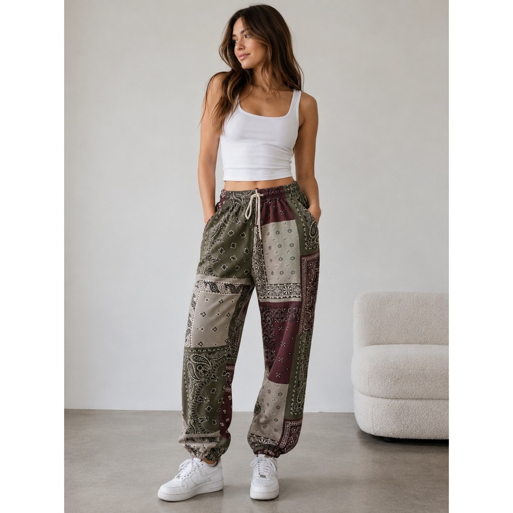 Urban Outfitters BDG Womens Joggers Size Medium Maroon Olive Streetwear Utility
